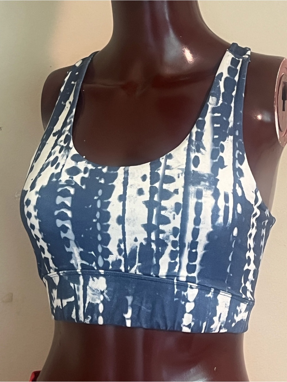 Athletic Works Blue & White Tie-Dye Scoop Sports Bra